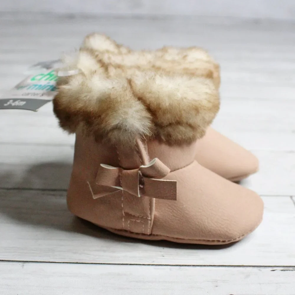 Carter's Baby Girl Winter Booties Crib Shoe Boots 3-6 Months Faux Fur